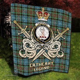 ScotsTee Shop Scottish Cathcart Clan Crest Tartan Quilt The Golden Sword of Courageous Legacy Quilt