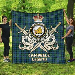 ScotsTee Shop Scottish Campbell Ancient 02 Clan Crest Tartan Quilt The Golden Sword of Courageous Legacy Quilt