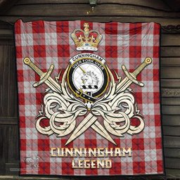 ScotsTee Shop Scottish Cunningham Dress Clan Crest Tartan Quilt The Golden Sword of Courageous Legacy Quilt