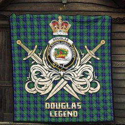 ScotsTee Shop Scottish Douglas Clan Crest Tartan Quilt The Golden Sword of Courageous Legacy Quilt