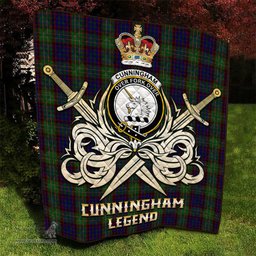 ScotsTee Shop Scottish Cunningham Hunting Clan Crest Tartan Quilt The Golden Sword of Courageous Legacy Quilt