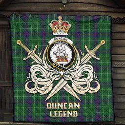 ScotsTee Shop Scottish Duncan Clan Crest Tartan Quilt The Golden Sword of Courageous Legacy Quilt