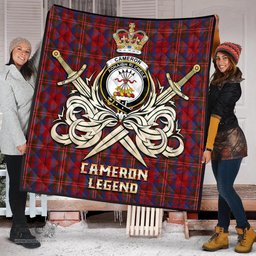 ScotsTee Shop Scottish Cameron of Locheil Clan Crest Tartan Quilt The Golden Sword of Courageous Legacy Quilt