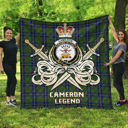 ScotsTee Shop Scottish Cameron of Lochiel Hunting Clan Crest Tartan Quilt The Golden Sword of Courageous Legacy Quilt