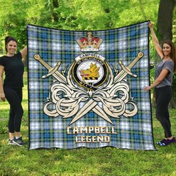 ScotsTee Shop Scottish Campbell Dress Ancient Clan Crest Tartan Quilt The Golden Sword of Courageous Legacy Quilt