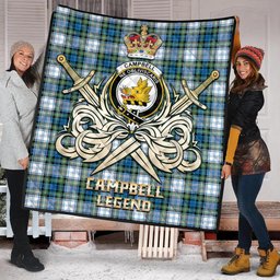 ScotsTee Shop Scottish Campbell Dress Ancient Clan Crest Tartan Quilt The Golden Sword of Courageous Legacy Quilt
