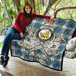 ScotsTee Shop Scottish Campbell Dress Ancient Clan Crest Tartan Quilt The Golden Sword of Courageous Legacy Quilt