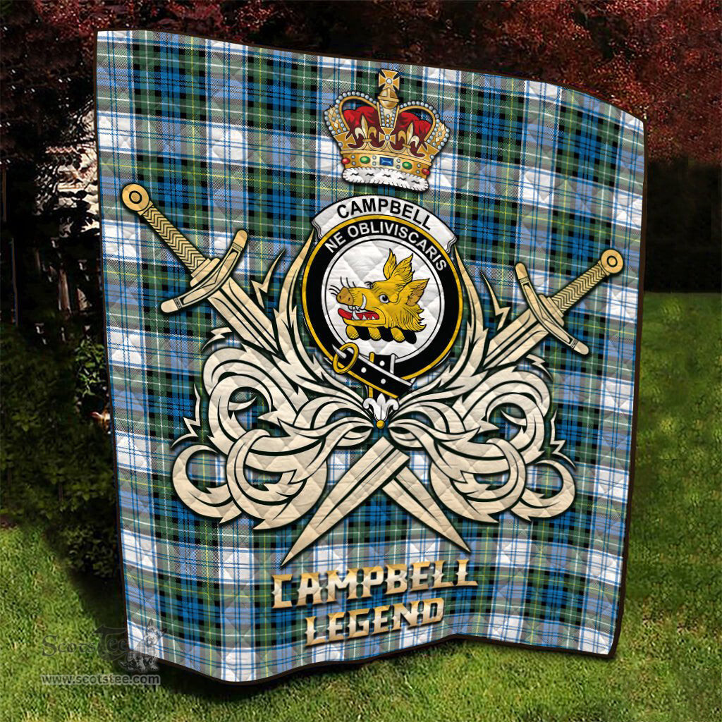 ScotsTee Shop Scottish Campbell Dress Ancient Clan Crest Tartan Quilt The Golden Sword of Courageous Legacy Quilt