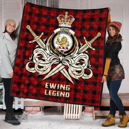 ScotsTee Shop Scottish Ewing Clan Crest Tartan Quilt The Golden Sword of Courageous Legacy Quilt