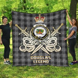ScotsTee Shop Scottish Douglas Grey Clan Crest Tartan Quilt The Golden Sword of Courageous Legacy Quilt