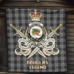 ScotsTee Shop Scottish Douglas Grey Clan Crest Tartan Quilt The Golden Sword of Courageous Legacy Quilt