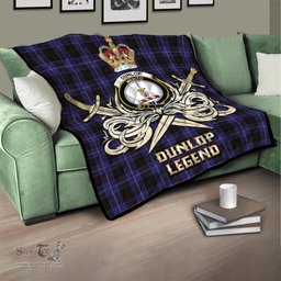 ScotsTee Shop Scottish Dunlop Clan Crest Tartan Quilt The Golden Sword of Courageous Legacy Quilt