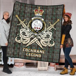 ScotsTee Shop Scottish Cochrane Hunting Clan Crest Tartan Quilt The Golden Sword of Courageous Legacy Quilt