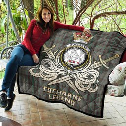 ScotsTee Shop Scottish Cochrane Hunting Clan Crest Tartan Quilt The Golden Sword of Courageous Legacy Quilt