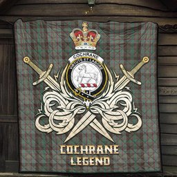 ScotsTee Shop Scottish Cochrane Hunting Clan Crest Tartan Quilt The Golden Sword of Courageous Legacy Quilt