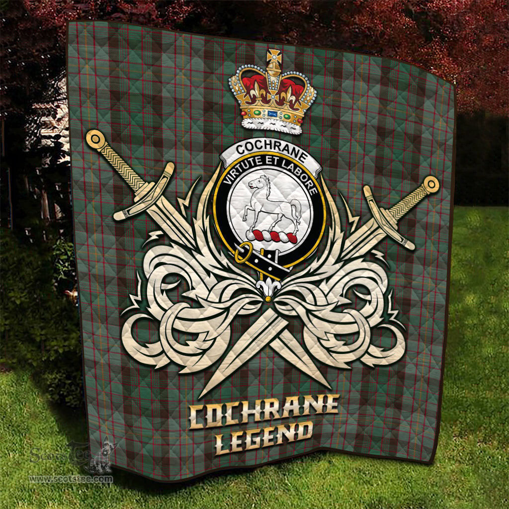 ScotsTee Shop Scottish Cochrane Hunting Clan Crest Tartan Quilt The Golden Sword of Courageous Legacy Quilt