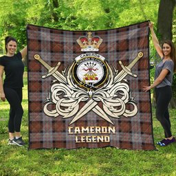 ScotsTee Shop Scottish Cameron of Erracht Weathered Clan Crest Tartan Quilt The Golden Sword of Courageous Legacy Quilt