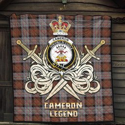 ScotsTee Shop Scottish Cameron of Erracht Weathered Clan Crest Tartan Quilt The Golden Sword of Courageous Legacy Quilt