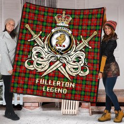 ScotsTee Shop Scottish Fullerton Clan Crest Tartan Quilt The Golden Sword of Courageous Legacy Quilt