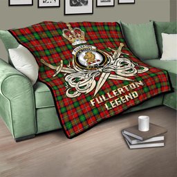 ScotsTee Shop Scottish Fullerton Clan Crest Tartan Quilt The Golden Sword of Courageous Legacy Quilt