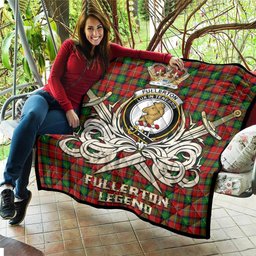 ScotsTee Shop Scottish Fullerton Clan Crest Tartan Quilt The Golden Sword of Courageous Legacy Quilt