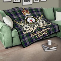 ScotsTee Shop Scottish Colquhoun Dress Clan Crest Tartan Quilt The Golden Sword of Courageous Legacy Quilt