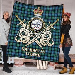 ScotsTee Shop Scottish Galbraith Ancient Clan Crest Tartan Quilt The Golden Sword of Courageous Legacy Quilt