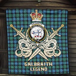 ScotsTee Shop Scottish Galbraith Ancient Clan Crest Tartan Quilt The Golden Sword of Courageous Legacy Quilt