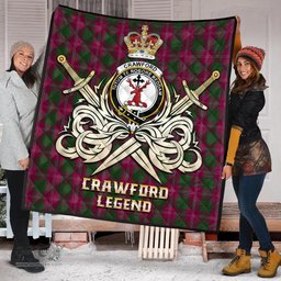 ScotsTee Shop Scottish Crawford Clan Crest Tartan Quilt The Golden Sword of Courageous Legacy Quilt