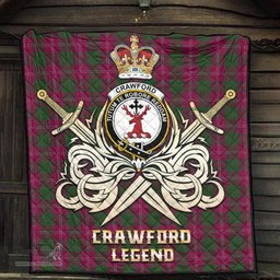ScotsTee Shop Scottish Crawford Clan Crest Tartan Quilt The Golden Sword of Courageous Legacy Quilt