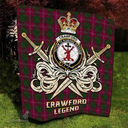 ScotsTee Shop Scottish Crawford Clan Crest Tartan Quilt The Golden Sword of Courageous Legacy Quilt