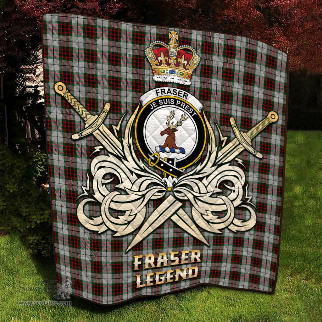 ScotsTee Shop Scottish Fraser Dress Clan Crest Tartan Quilt The Golden Sword of Courageous Legacy Quilt
