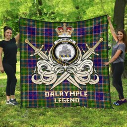 ScotsTee Shop Scottish Dalrymple Clan Crest Tartan Quilt The Golden Sword of Courageous Legacy Quilt