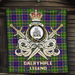 ScotsTee Shop Scottish Dalrymple Clan Crest Tartan Quilt The Golden Sword of Courageous Legacy Quilt