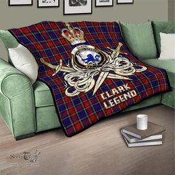 ScotsTee Shop Scottish Clark (Lion) Red Clan Crest Tartan Quilt The Golden Sword of Courageous Legacy Quilt