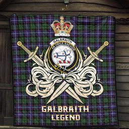 ScotsTee Shop Scottish Galbraith Modern Clan Crest Tartan Quilt The Golden Sword of Courageous Legacy Quilt