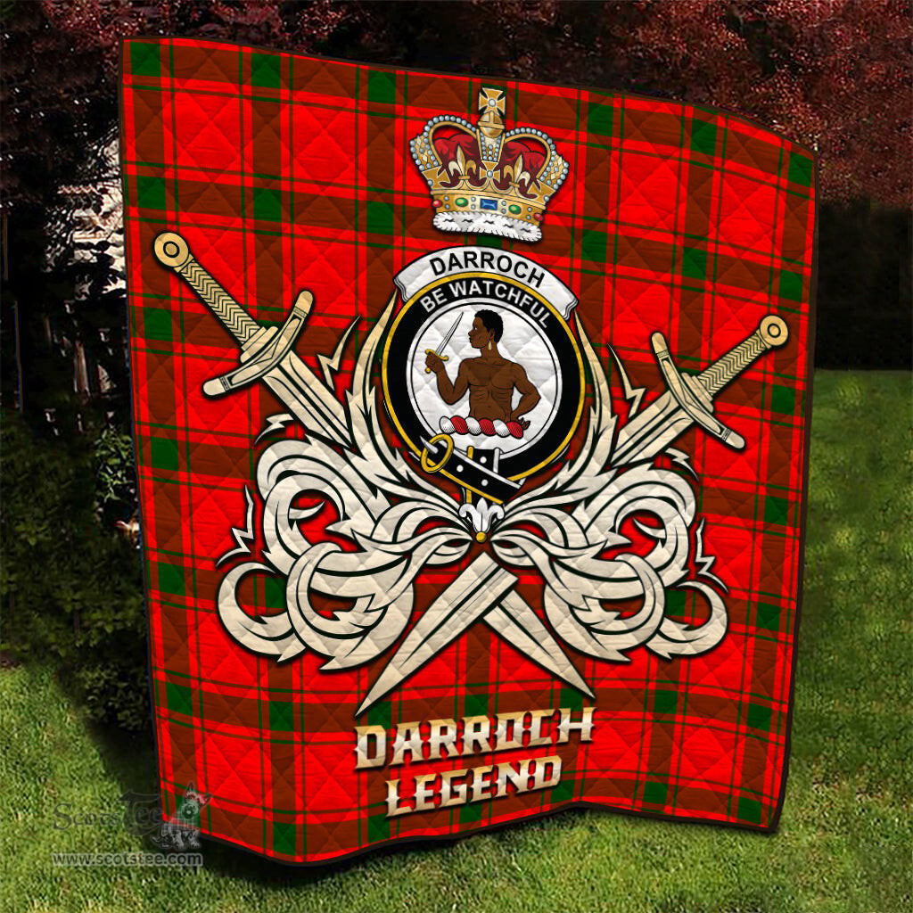 ScotsTee Shop Scottish Darroch Clan Crest Tartan Quilt The Golden Sword of Courageous Legacy Quilt