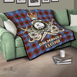 ScotsTee Shop Scottish Dalmahoy Clan Crest Tartan Quilt The Golden Sword of Courageous Legacy Quilt