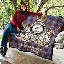 ScotsTee Shop Scottish Dalmahoy Clan Crest Tartan Quilt The Golden Sword of Courageous Legacy Quilt