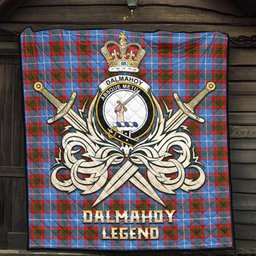 ScotsTee Shop Scottish Dalmahoy Clan Crest Tartan Quilt The Golden Sword of Courageous Legacy Quilt