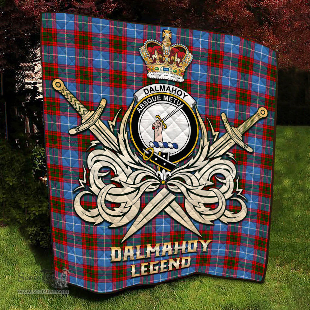 ScotsTee Shop Scottish Dalmahoy Clan Crest Tartan Quilt The Golden Sword of Courageous Legacy Quilt