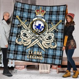 ScotsTee Shop Scottish Clark (Lion) Ancient Clan Crest Tartan Quilt The Golden Sword of Courageous Legacy Quilt