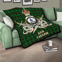 ScotsTee Shop Scottish Ged Clan Crest Tartan Quilt The Golden Sword of Courageous Legacy Quilt