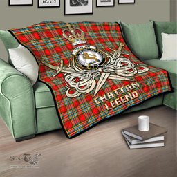 ScotsTee Shop Scottish Chattan Clan Crest Tartan Quilt The Golden Sword of Courageous Legacy Quilt