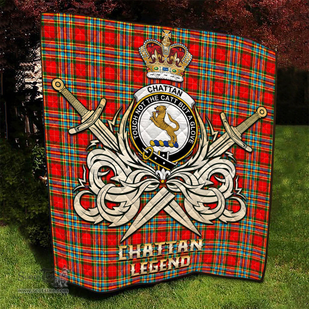 ScotsTee Shop Scottish Chattan Clan Crest Tartan Quilt The Golden Sword of Courageous Legacy Quilt