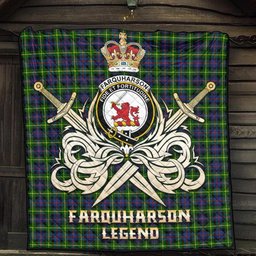 ScotsTee Shop Scottish Farquharson Modern Clan Crest Tartan Quilt The Golden Sword of Courageous Legacy Quilt