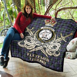 ScotsTee Shop Scottish Fletcher Modern Clan Crest Tartan Quilt The Golden Sword of Courageous Legacy Quilt