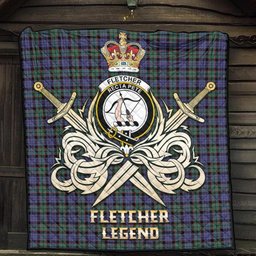 ScotsTee Shop Scottish Fletcher Modern Clan Crest Tartan Quilt The Golden Sword of Courageous Legacy Quilt