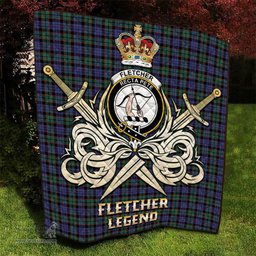 ScotsTee Shop Scottish Fletcher Modern Clan Crest Tartan Quilt The Golden Sword of Courageous Legacy Quilt