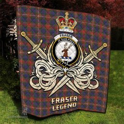 ScotsTee Shop Scottish Fraser Hunting Modern Clan Crest Tartan Quilt The Golden Sword of Courageous Legacy Quilt